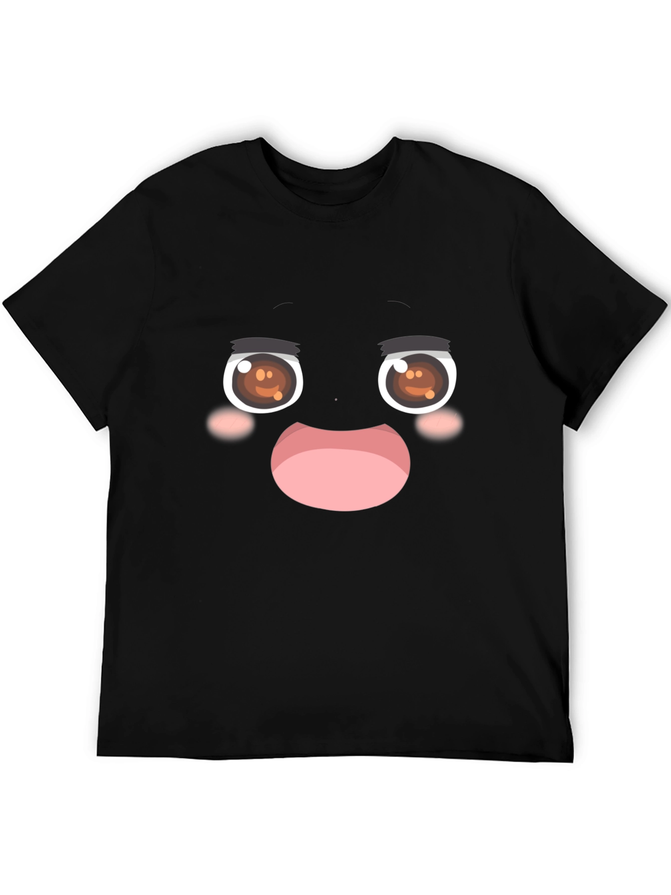 Funny Anime Face Black T-Shirt