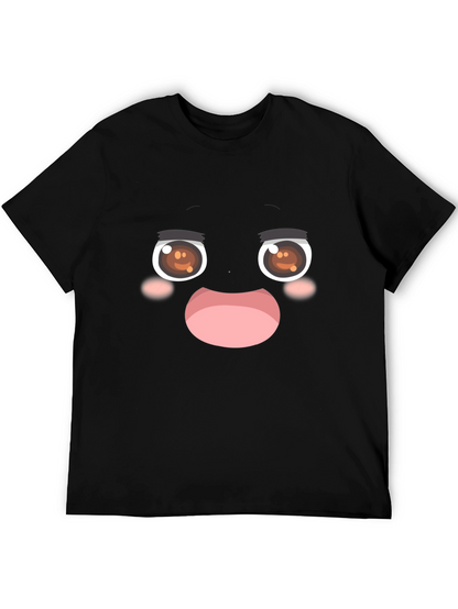 Funny Anime Face Black T-Shirt