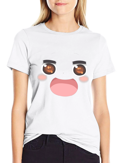 Funny Anime Face Black T-Shirt