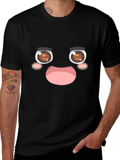 Funny Anime Face Black T-Shirt