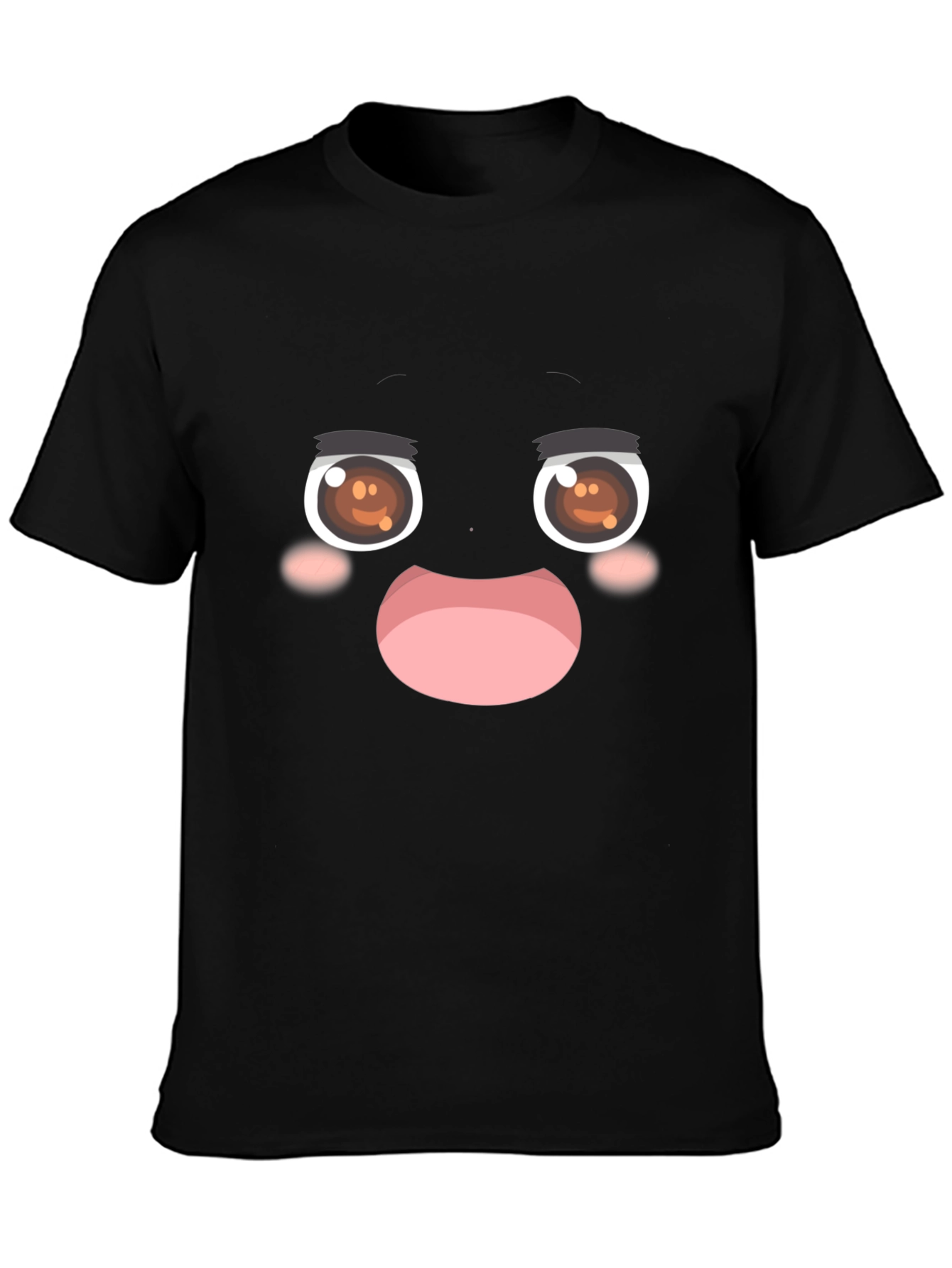 Funny Anime Face Black T-Shirt