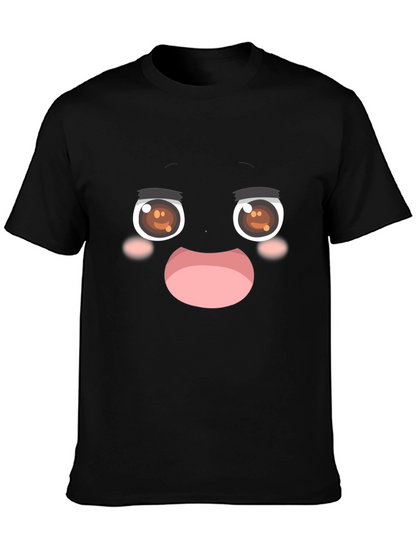 Funny Anime Face Black T-Shirt