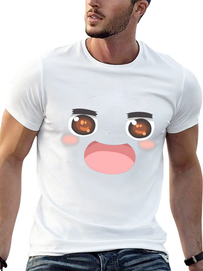 Funny Anime Face Black T-Shirt