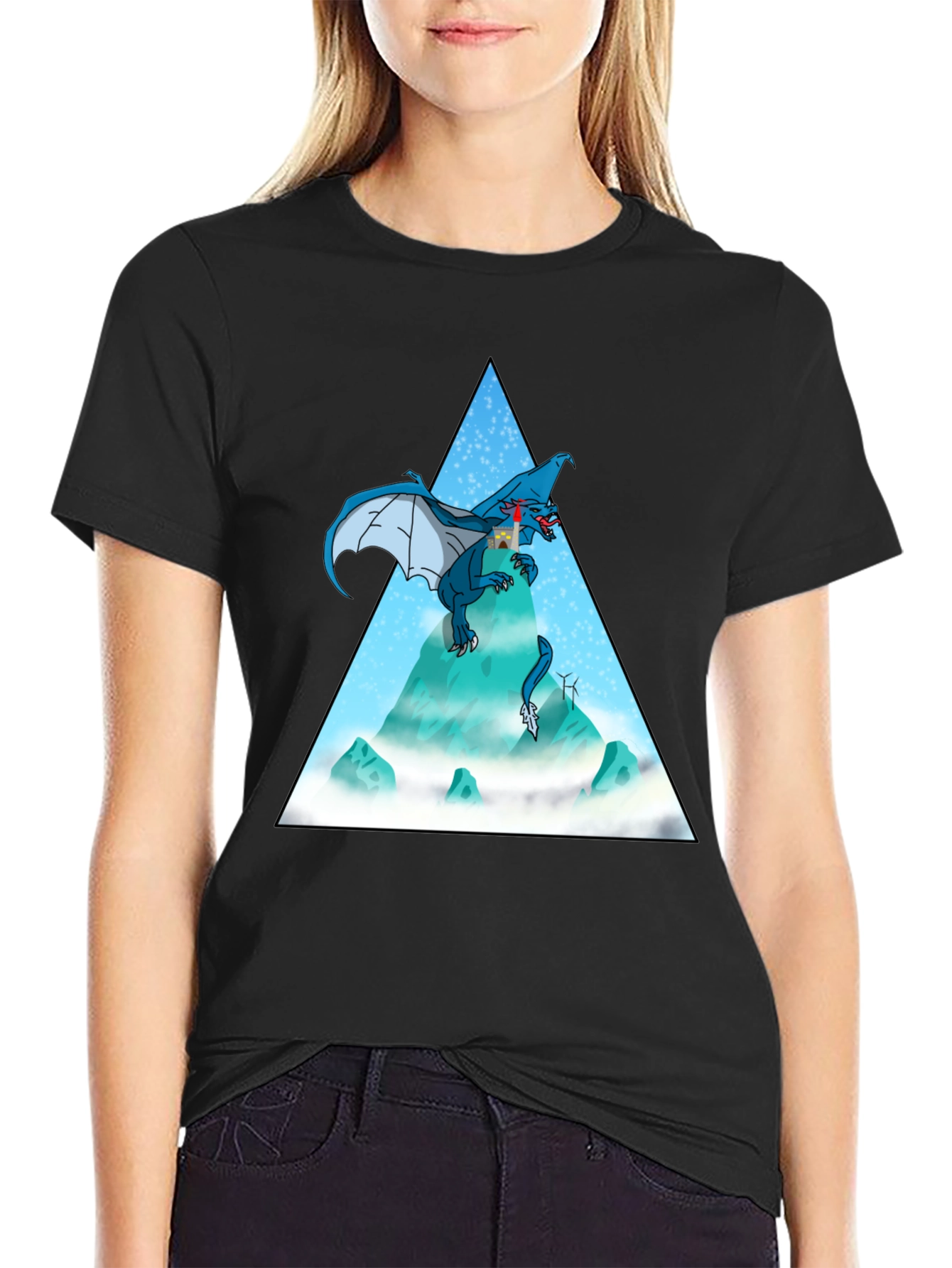 Dragon Peak Graphic Tee - Black Cotton Blend