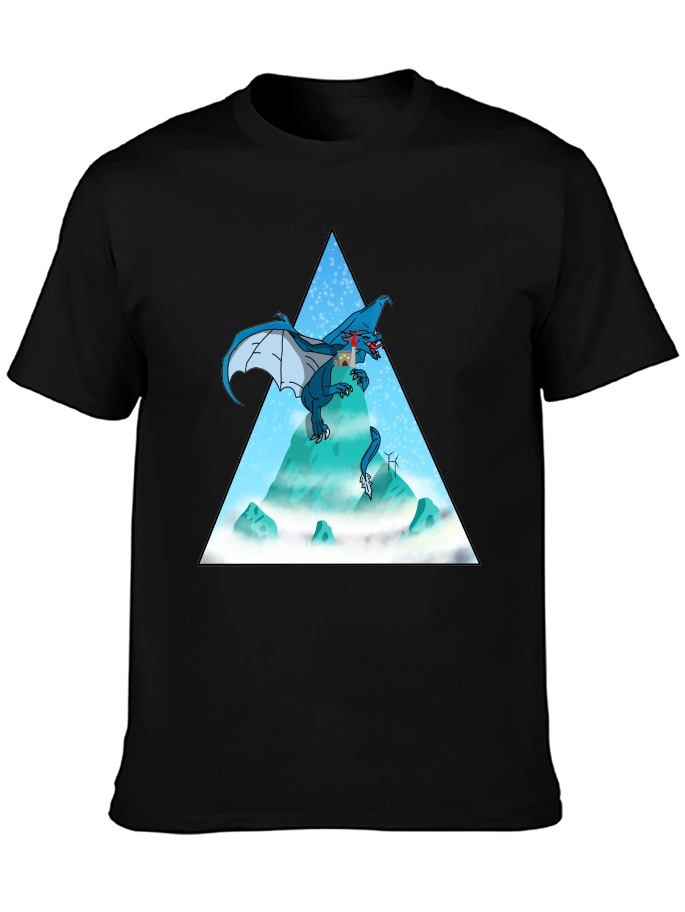 Dragon Peak Graphic Tee - Black Cotton Blend