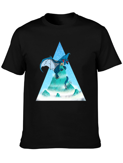 Dragon Peak Graphic Tee - Black Cotton Blend