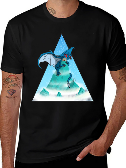 Dragon Peak Graphic Tee - Black Cotton Blend