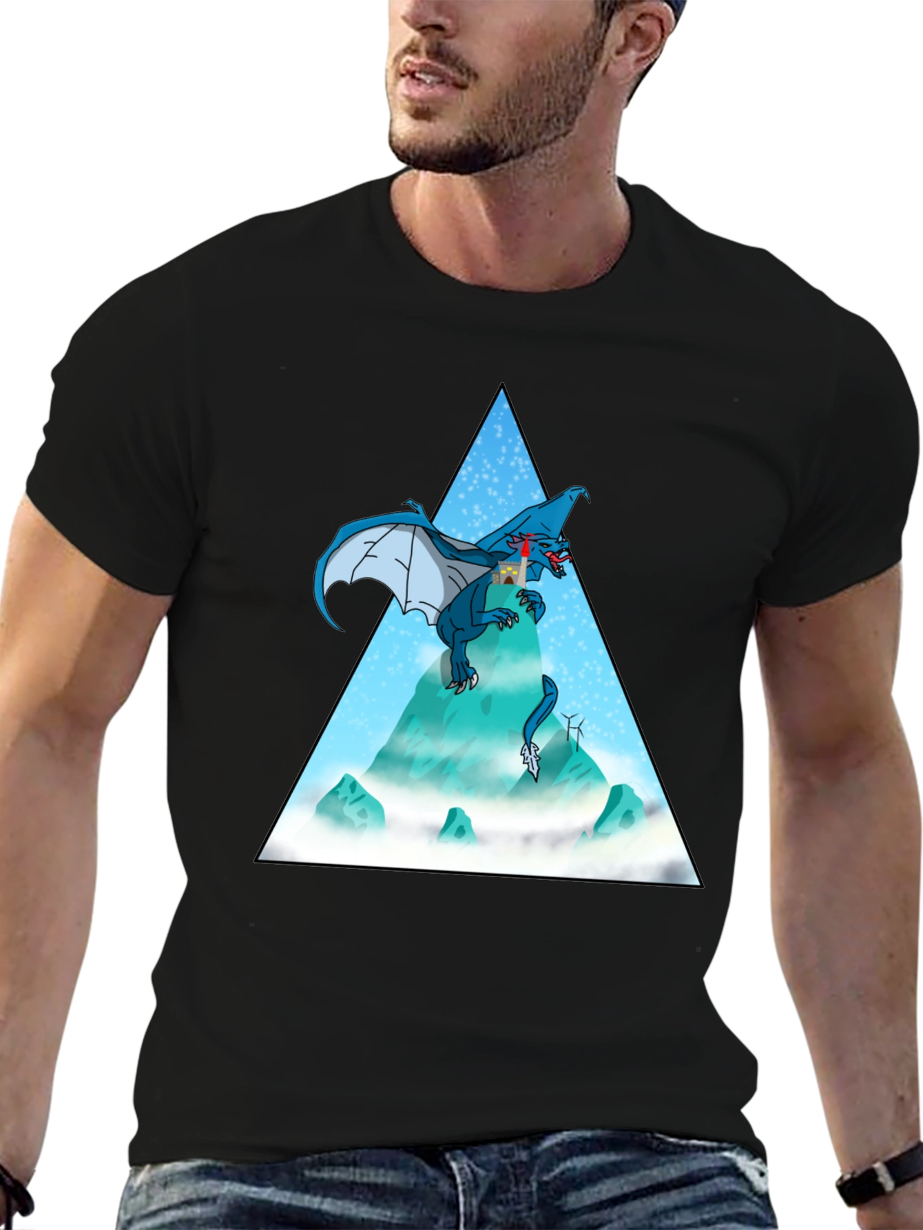 Dragon Peak Graphic Tee - Black Cotton Blend