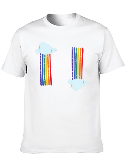 Rainbow Cloud Graphic Tee - Whimsical Black T-Shirt