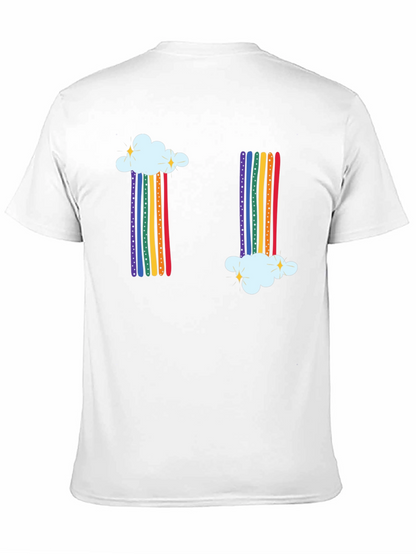 Rainbow Cloud Graphic Tee - Whimsical Black T-Shirt