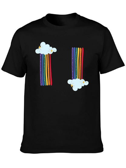 Rainbow Cloud Graphic Tee - Whimsical Black T-Shirt