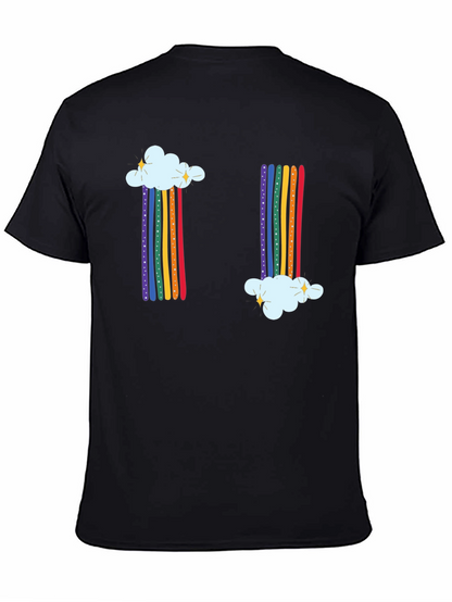 Rainbow Cloud Graphic Tee - Whimsical Black T-Shirt