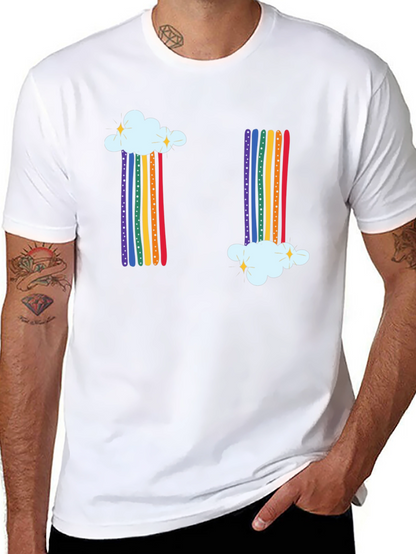Rainbow Cloud Graphic Tee - Whimsical Black T-Shirt