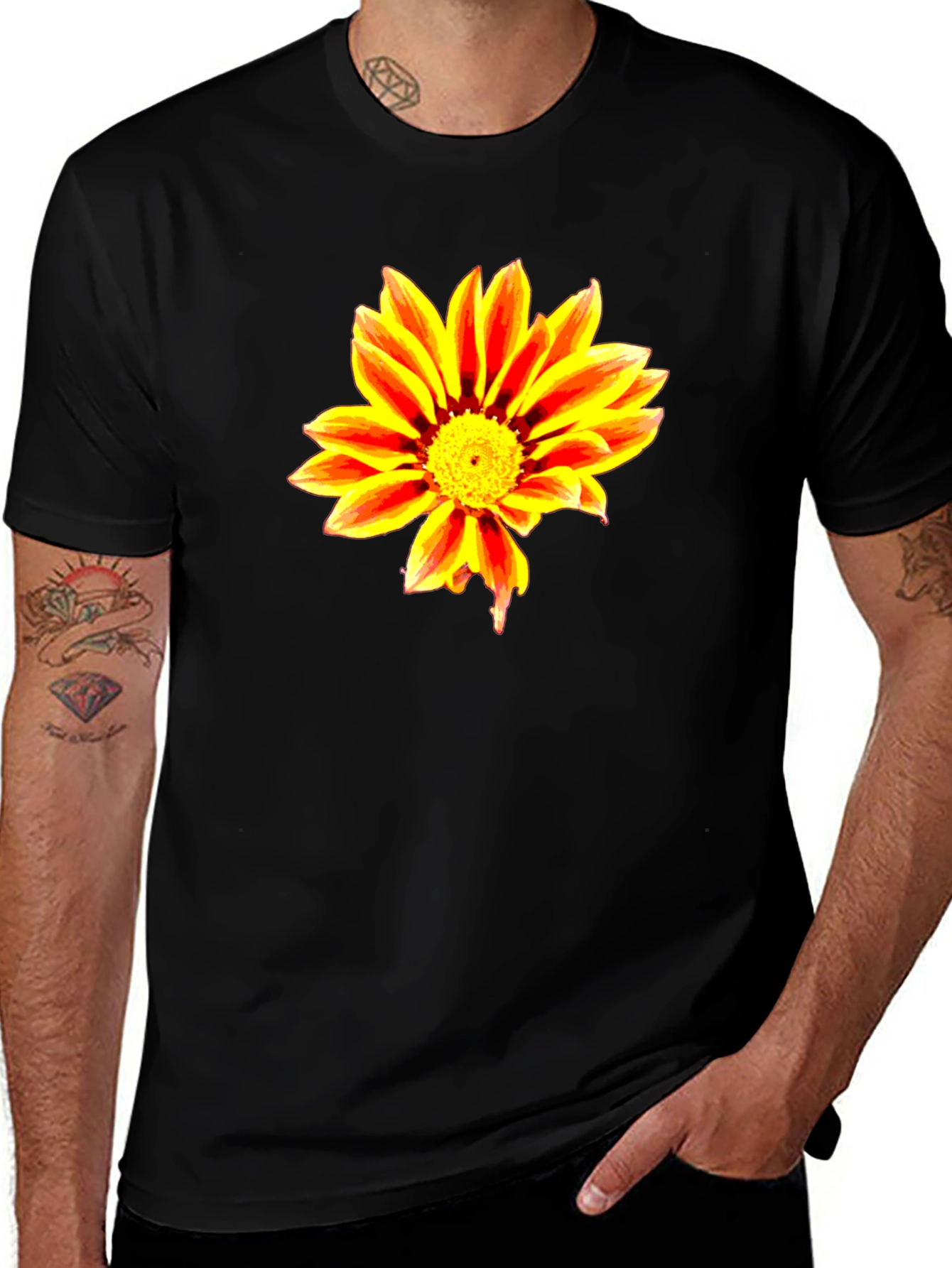 Bold Flower Graphic Black T-Shirt