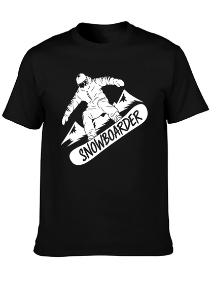 Snowboarder Graphic Tee - Black Cotton T-Shirt