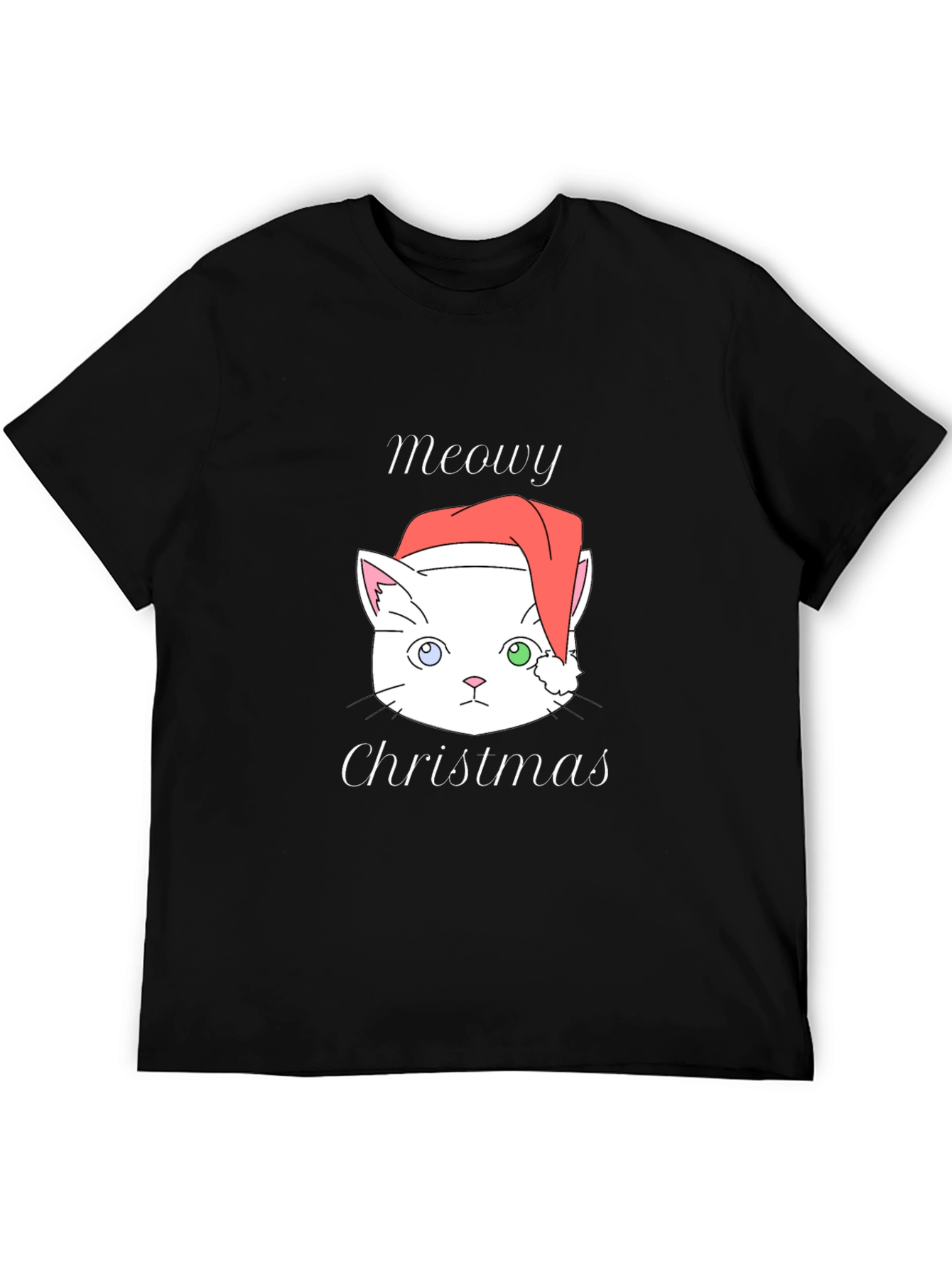Meowy Christmas Cat T-Shirt - Black