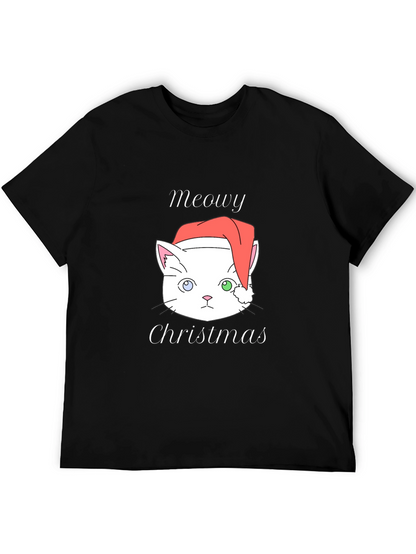 Meowy Christmas Cat T-Shirt - Black