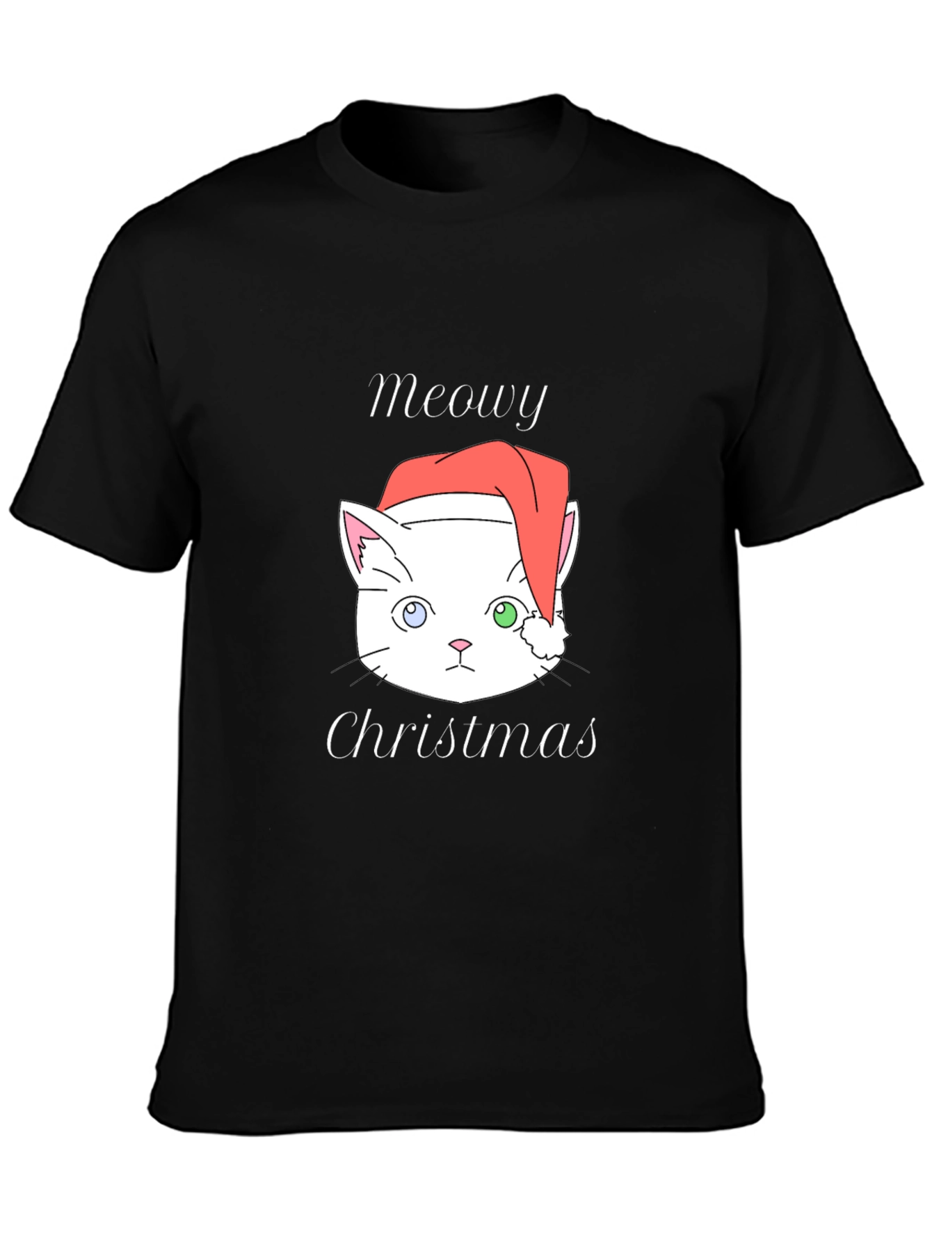 Meowy Christmas Cat T-Shirt - Black