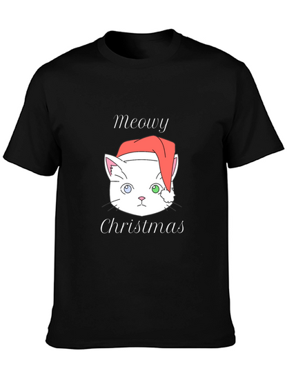 Meowy Christmas Cat T-Shirt - Black