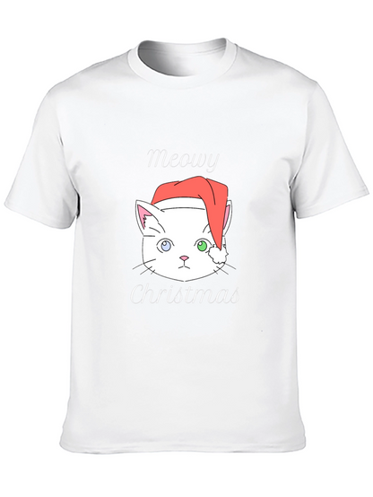 Meowy Christmas Cat T-Shirt - Black
