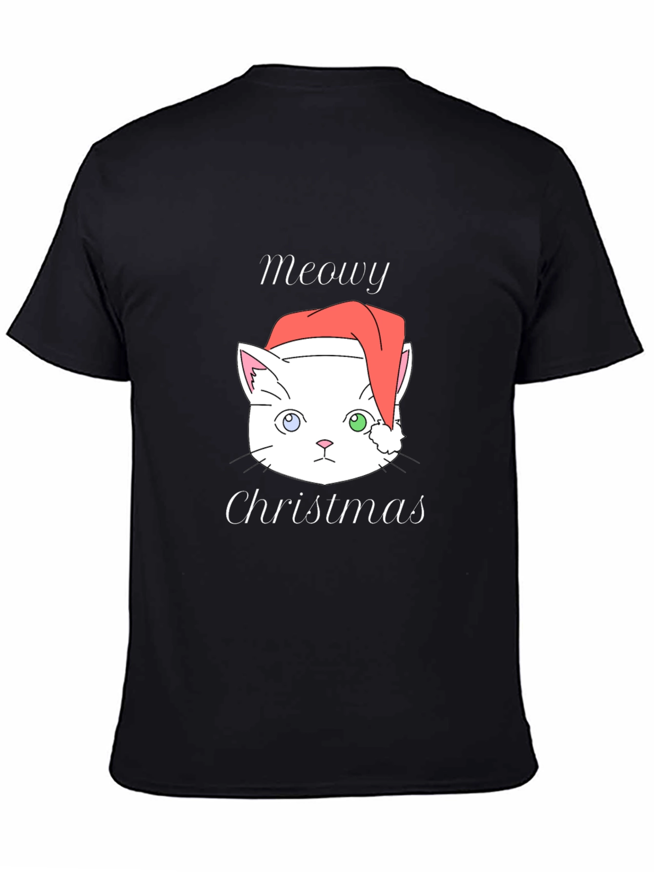 Meowy Christmas Cat T-Shirt - Black