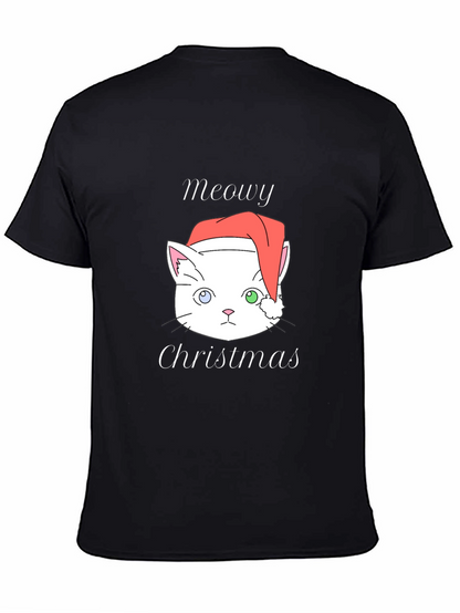 Meowy Christmas Cat T-Shirt - Black