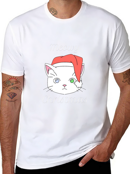 Meowy Christmas Cat T-Shirt - Black