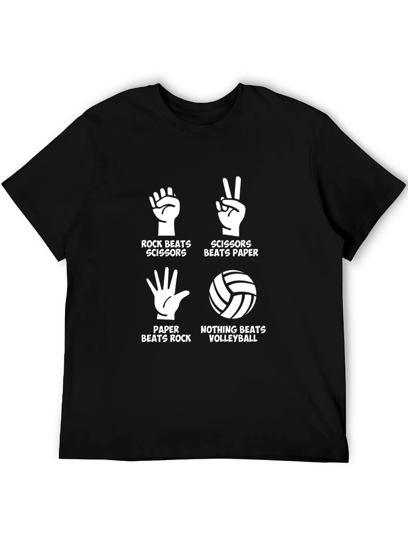 Rock Paper Scissors Volleyball Black T-Shirt