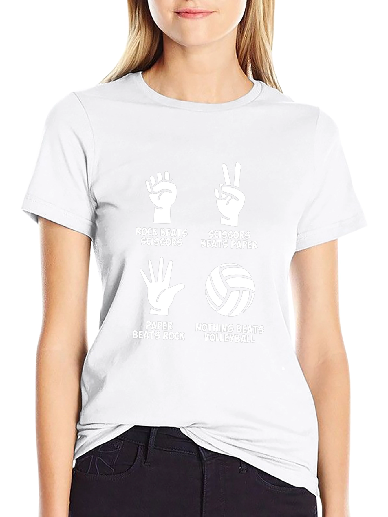 Rock Paper Scissors Volleyball Black T-Shirt
