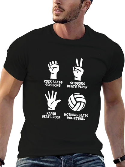 Rock Paper Scissors Volleyball Black T-Shirt