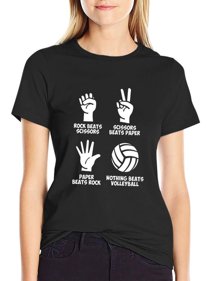 Rock Paper Scissors Volleyball Black T-Shirt