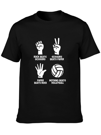 Rock Paper Scissors Volleyball Black T-Shirt