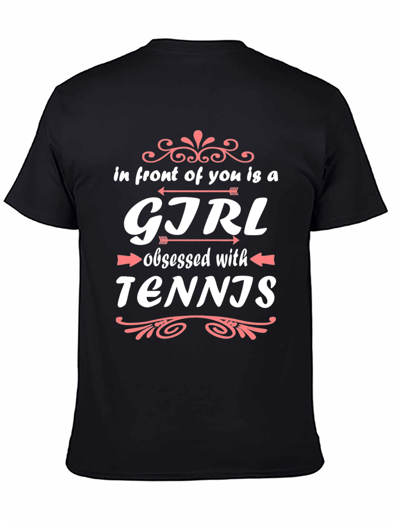 Girl Obsessed with Tennis Black T-Shirt