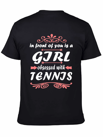Girl Obsessed with Tennis Black T-Shirt