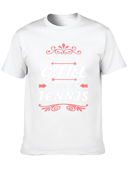 Girl Obsessed with Tennis Black T-Shirt