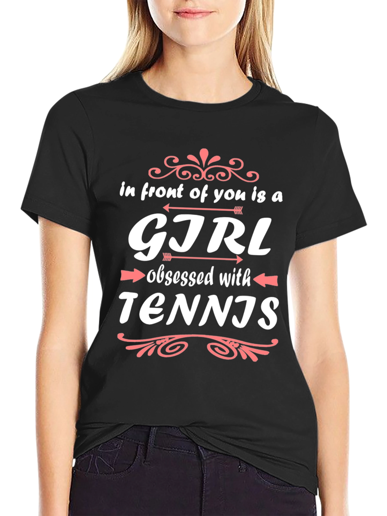 Girl Obsessed with Tennis Black T-Shirt