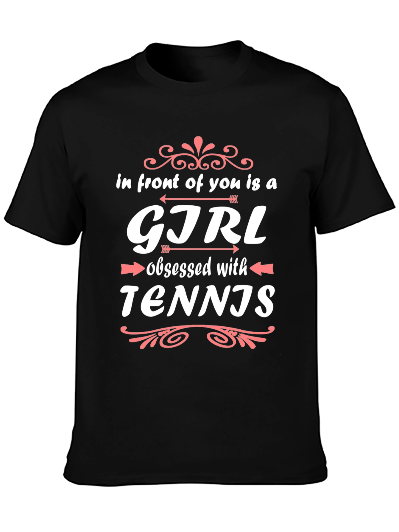 Girl Obsessed with Tennis Black T-Shirt