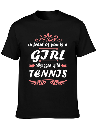Girl Obsessed with Tennis Black T-Shirt