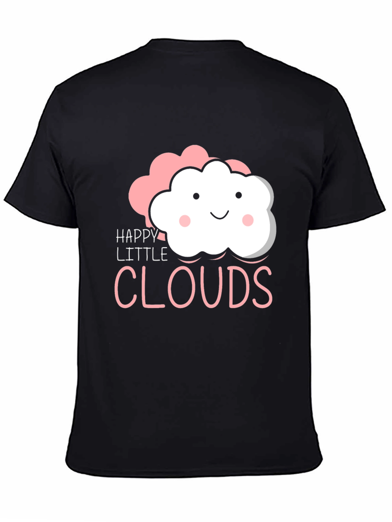 Happy Little Clouds Graphic T-Shirt - Black Cotton Tee