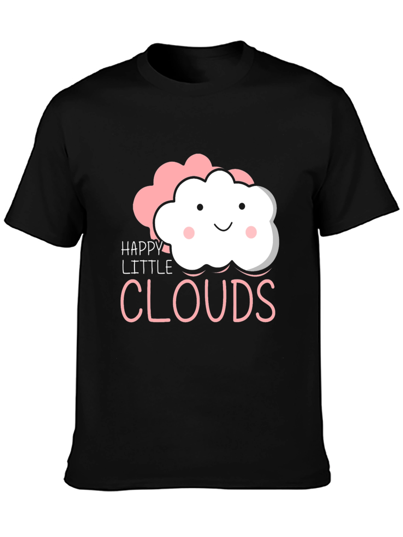 Happy Little Clouds Graphic T-Shirt - Black Cotton Tee