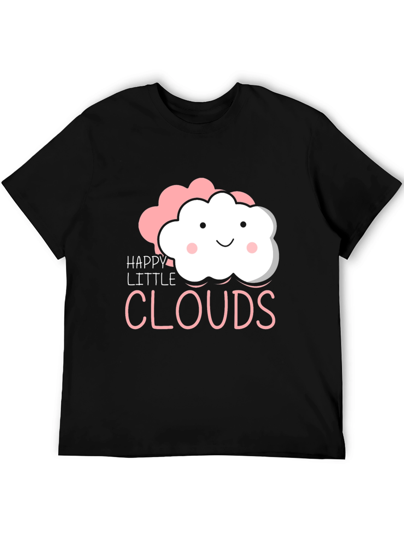 Happy Little Clouds Graphic T-Shirt - Black Cotton Tee