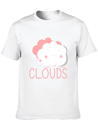 Happy Little Clouds Graphic T-Shirt - Black Cotton Tee