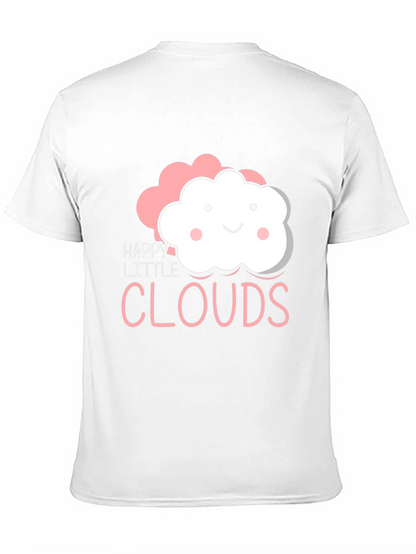 Happy Little Clouds Graphic T-Shirt - Black Cotton Tee