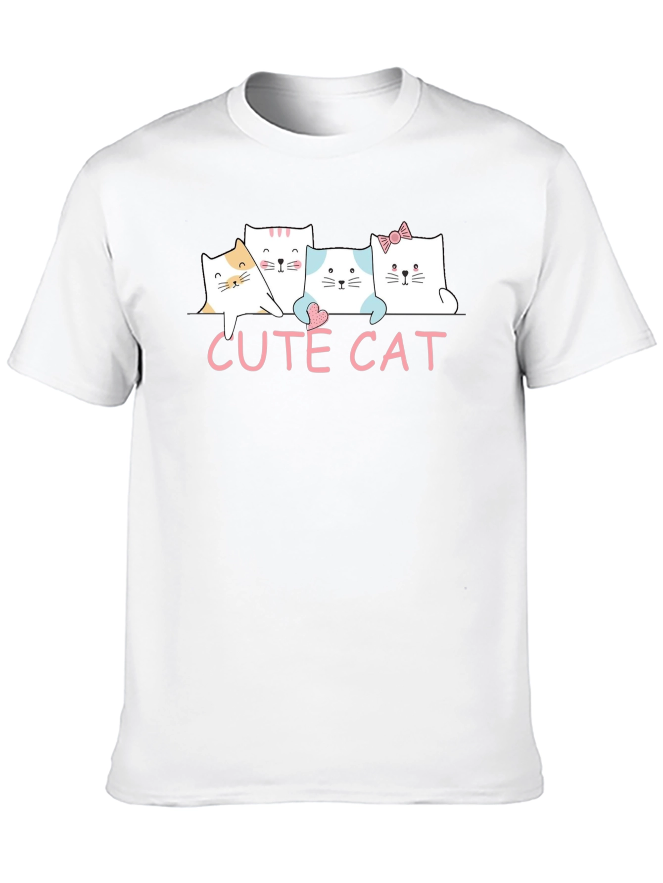 Cute Cat Graphic Print Black T-Shirt