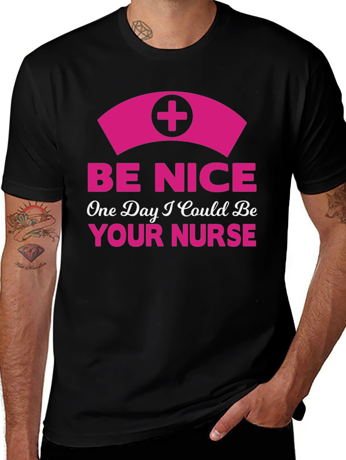 Be Nice Nurse Graphic T-Shirt - Novelty Apparel