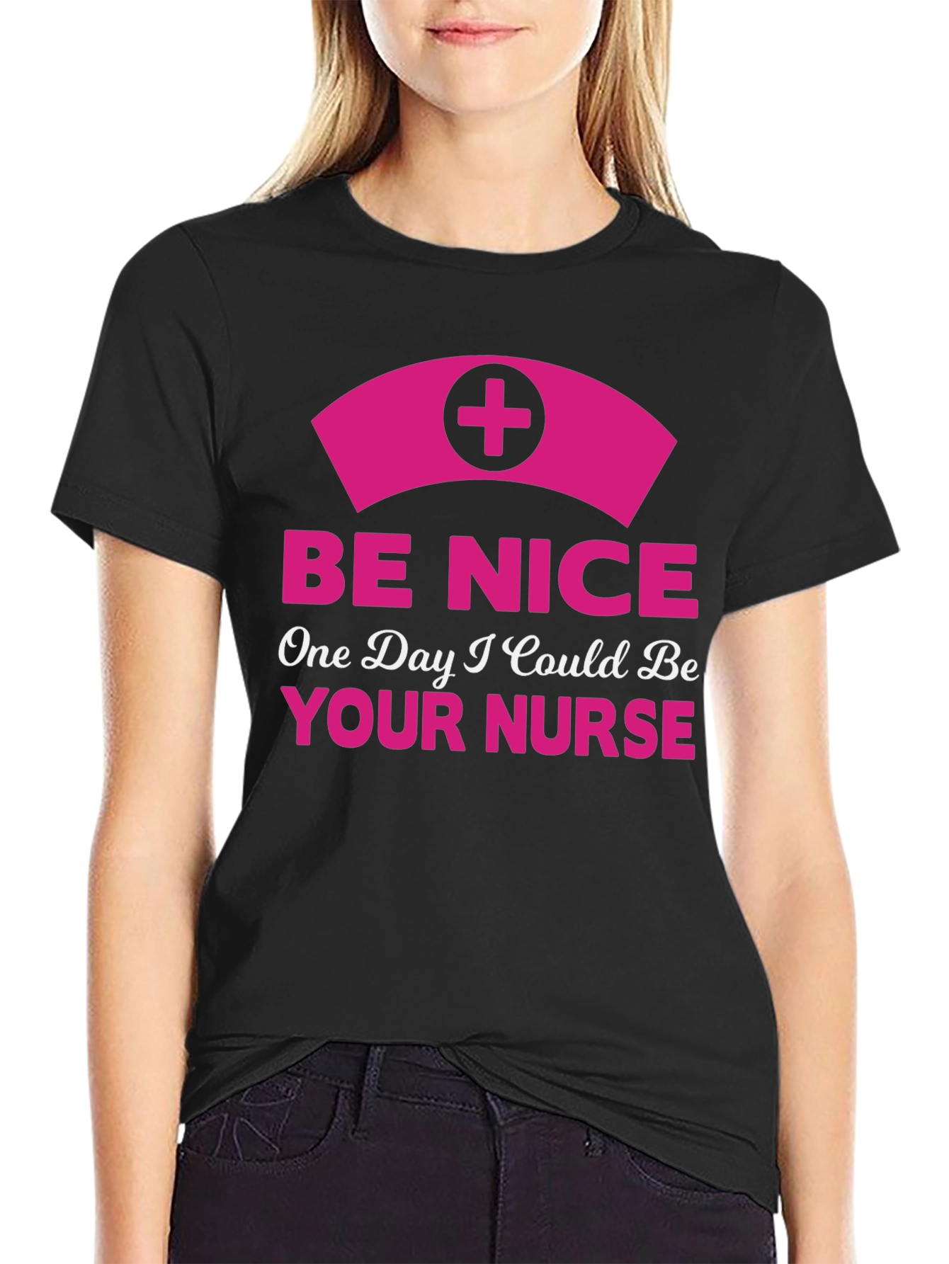 Be Nice Nurse Graphic T-Shirt - Novelty Apparel