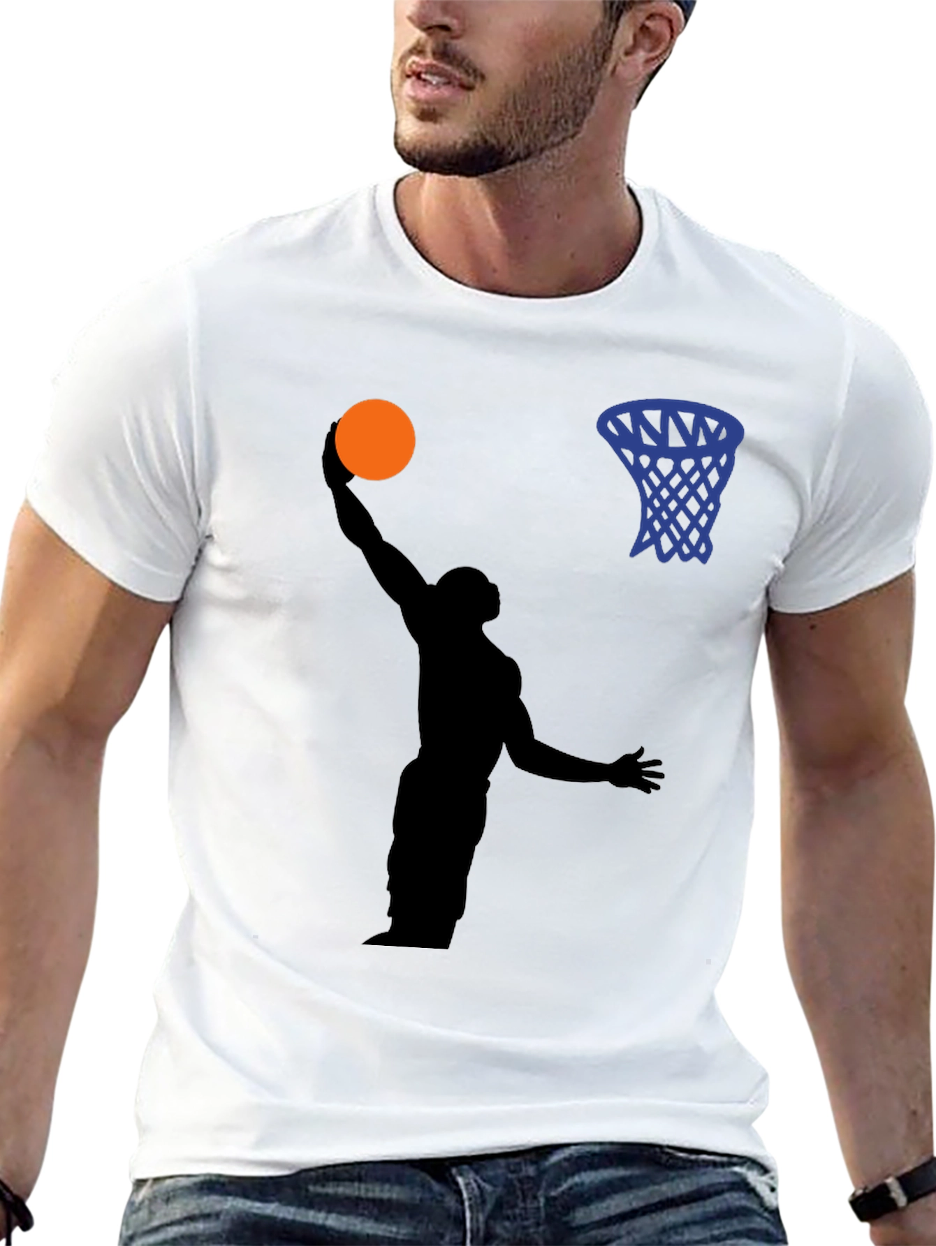 Basketball Silhouette Graphic Print Tee - Black