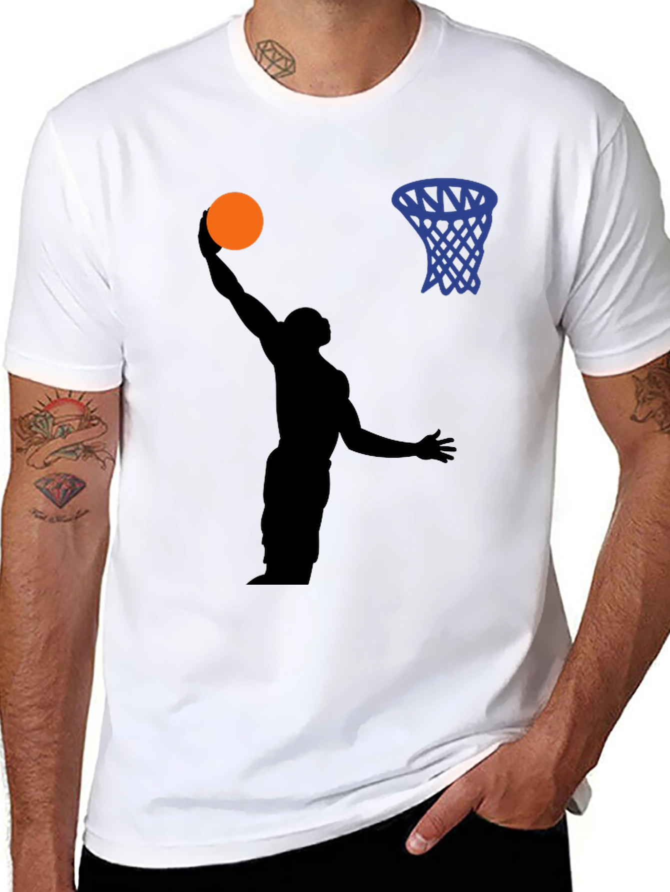Basketball Silhouette Graphic Print Tee - Black