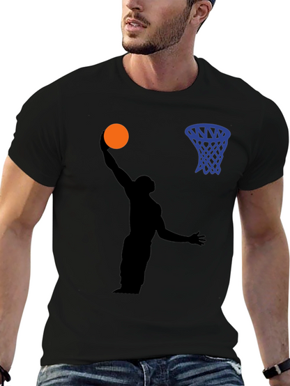 Basketball Silhouette Graphic Print Tee - Black