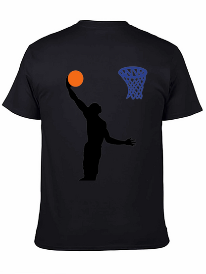 Basketball Silhouette Graphic Print Tee - Black